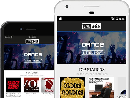 Live365 apps for mobile devices